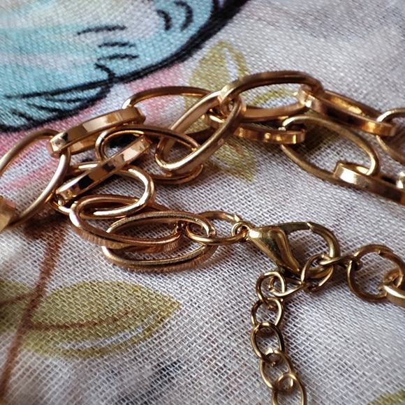 Gold Tone Round Textured Rings Necklace Vintage MCM Jewelry - Picture 2 of 8